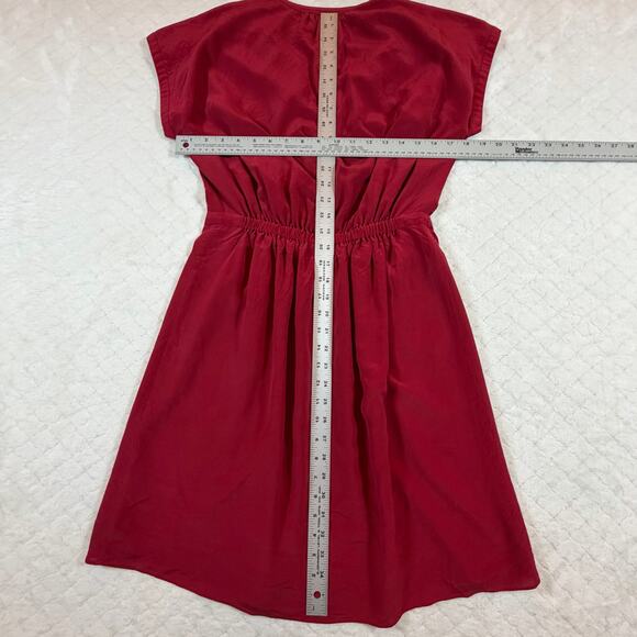 Madewell Lucie Puff-Sleeve Smocked Mini Dress Red Women’s Sz 6 - Picture 6 of 6